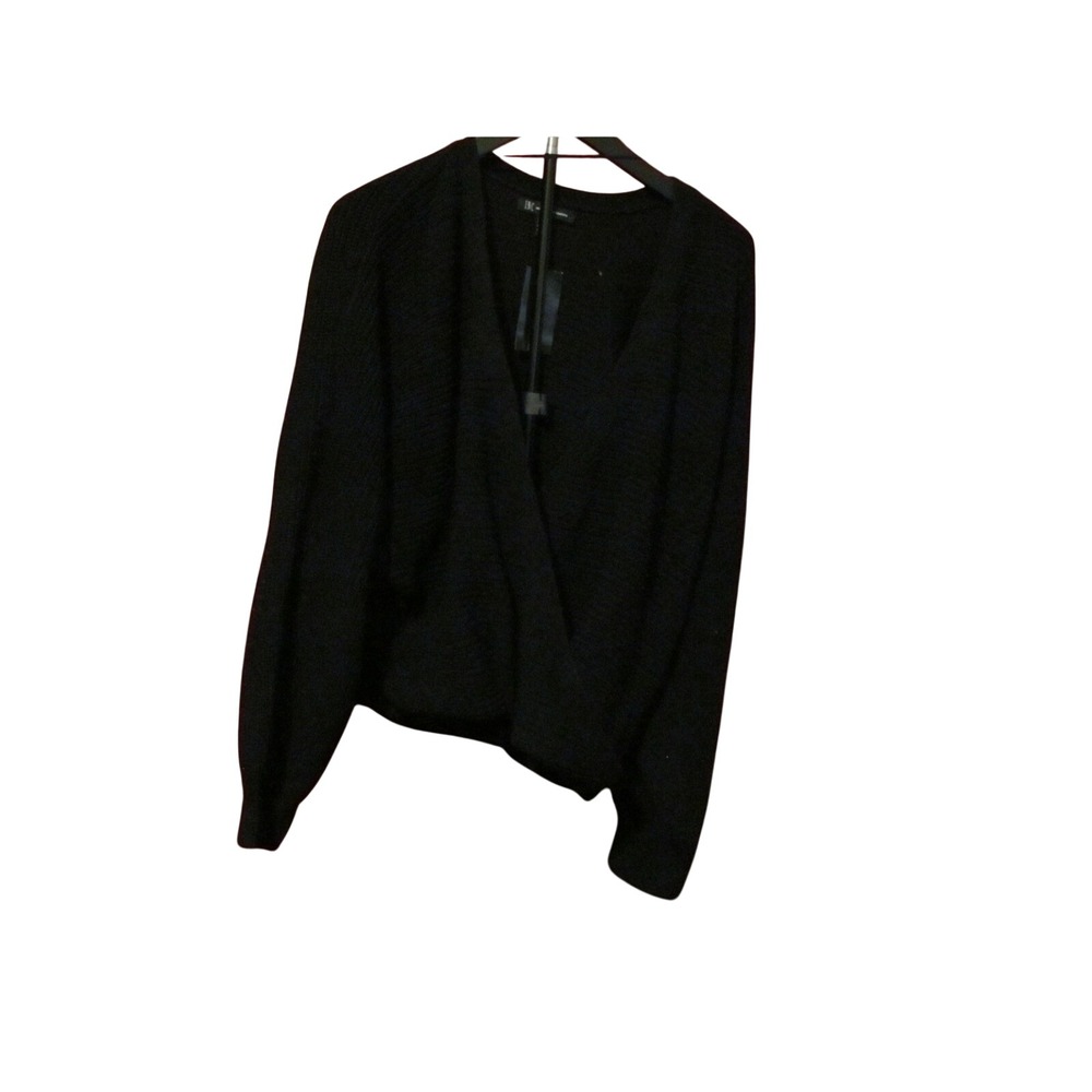 INC International Concepts Womens Black Surplice Wrap Front Knit Sweater NWT